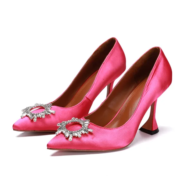 Snygga / Fina Limegrön Tidsbeställning Rhinestone Pumps 2020 10 cm Stilettklackar Spetsiga Pumps