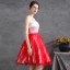 Charmant Rouge Robe De Fete Robe De Cocktail 2021 Princesse Bustier Sans Manches Dos Nu Mi-Longues Cocktail Robe De Ceremonie