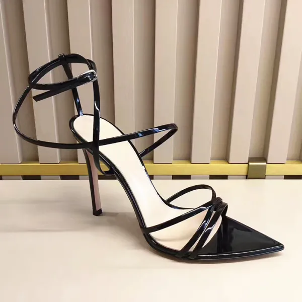 Sexy Argenté Été Club de carnaval Sandales Femme 2020 Bride Cheville 10 cm Talons Aiguilles Peep Toes / Bout Ouvert Sandales