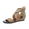 Bohemia Summer Red Beach Braid Womens Sandals 2020 4 cm Low Heel Open / Peep Toe Sandals