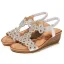 Böhmen Champagner Strand Sandalen Damen 2020 Strass 5 cm Keilabsatz Peeptoes Sandaletten