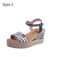 Erschwinglich Schwarz Strassenmode Zebramuster Sandalen Damen 2020 5 cm Keilabsatz Peeptoes Sandaletten