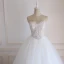 Chic / Beautiful White Wedding Dresses 2018 Ball Gown Lace Flower Beading Pearl Rhinestone Detachable Off-The-Shoulder Backless Sleeveless Floor-Length / Long Wedding