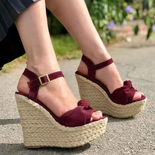 Affordable Clover Green Street Wear Braid Womens Sandals 2020 11 cm Wedges Open / Peep Toe Sandals