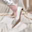 Charmant Ivoire Satin Chaussure De Mariée 2020 Cuir Perlage Cristal Perle 7 cm Talons Aiguilles À Bout Pointu Mariage Escarpins