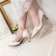 Élégant Ivoire Satin Fleur Chaussure De Mariée 2020 Cuir 7 cm Talons Aiguilles À Bout Pointu Mariage Escarpins