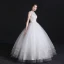 Chic / Belle Blanche Robe De Mariée 2018 Robe Boule En Dentelle Fleur Appliques Encolure Dégagée Sans Manches Longue Mariage