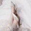 Romantic Ivory Satin Wedding Shoes 2020 Leather Pearl Flower 7 cm Stiletto Heels Pointed Toe Wedding Pumps