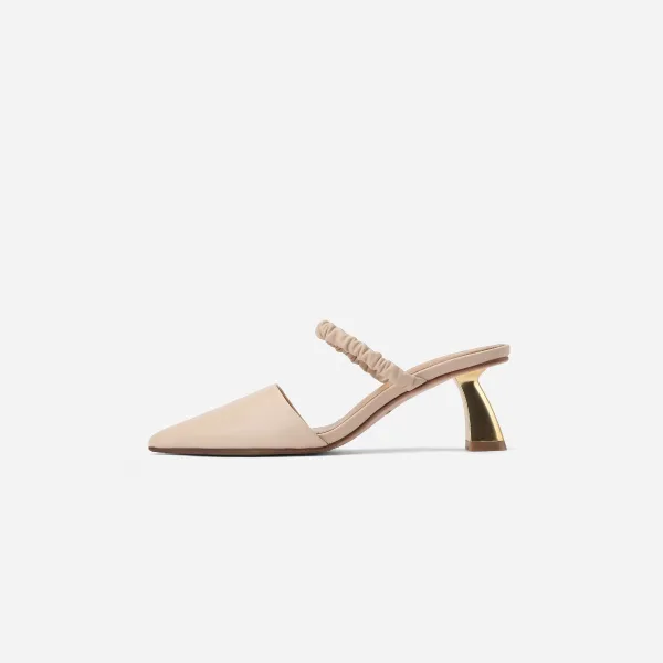 Schlicht Sommer Braun Freizeit Sandalen Damen Leder 2020 5 cm Stilettos Spitzschuh Sandaletten