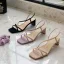 Schöne Sommer Nude Freizeit Wildleder Sandalen Damen 2020 Leder 6 cm Thick Heels Peeptoes Sandaletten