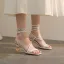 Sexy Sommer Weiß Sandalen Damen 2020 Leder Knöchelriemen 8 cm Stilettos Peeptoes Sandaletten