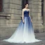 Chic / Belle Dégradé De Couleur Robe De Mariée 2018 Princesse Bustier Dos Nu Sans Manches Train De Balayage Mariage
