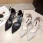 Charmant Argenté Glitter Paillettes Soirée Sandales Femme 2020 Bride Cheville 7 cm Talons Aiguilles À Bout Pointu Sandales