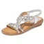 Bohemliv Svarta Sommar Stranden Sandaler Dam 2020 Rhinestone Platt Peep Toe Sandaler