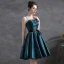Modern / Fashion Ink Blue Party Dresses 2021 A-Line / Princess Spaghetti Straps Bow Sleeveless Short Backless Formal Dresses