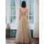 Charmant Champagne Robe De Soirée 2020 Princesse Bretelles Spaghetti Perlage En Dentelle Fleur Sans Manches Dos Nu Longue Robe De Ceremonie