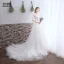 Chic / Beautiful White Wedding Dresses 2018 A-Line / Princess Appliques Lace Scoop Neck Backless 1/2 Sleeves Court Train Wedding