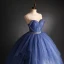 Elegant Ocean Blue Prom Dresses 2021 Ball Gown Scoop Neck Beading Sequins Sash Sleeveless Backless Floor-Length / Long Prom Formal Dresses