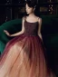 Charmant Bordeaux Robe De Soirée 2020 Princesse Bretelles Spaghetti Perlage Paillettes Sans Manches Dos Nu Longue Robe De Ceremonie