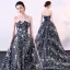 Glitzernden Marineblau Festliche Kleider 2018 Ballkleid Glanz Pailletten Bandeau Rückenfreies Ärmellos Hof-Schleppe Abendkleider
