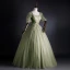 Elegant Sage Green Prom Dresses 2021 Ball Gown Square Neckline Pearl Sequins Lace Flower Short Sleeve Backless Floor-Length / Long Prom Formal Dresses