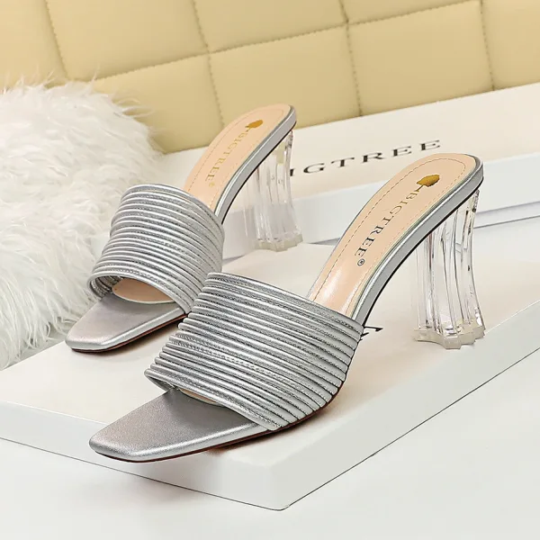 Chic / Beautiful Black Casual Womens Sandals 2020 7 cm Stiletto Heels Open / Peep Toe Sandals