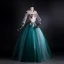 Elegant Jade Green Prom Dresses 2021 Ball Gown High Neck Pearl Rhinestone Lace Flower Beading Long Sleeve Backless Floor-Length / Long Prom Formal Dresses
