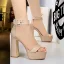 Fashion Khaki Street Wear Womens Sandals 2020 Ankle Strap 12 cm Thick Heels Platform Open / Peep Toe Sandals