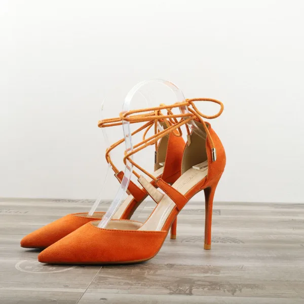 Chic / Beautiful Red Street Wear Suede Womens Sandals 2020 Bow Ankle Strap 10 cm Stiletto Heels Pointed Toe Sandals