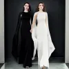 Amazing / Unique Black Evening Dresses  2018 Trumpet / Mermaid Scoop Neck Long Sleeve Floor-Length / Long Formal Dresses