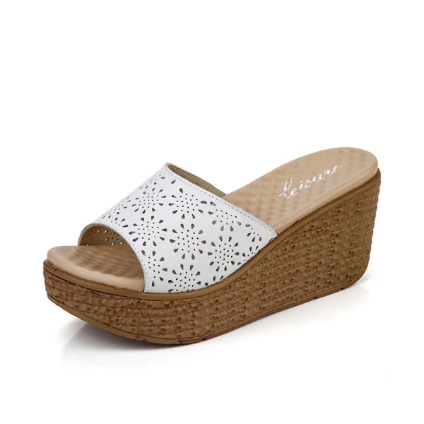 Piękne Lato Czarne Plaża Sandały Damskie 2020 7 cm Na Koturnie Na Platformie Peep Toe Sandały
