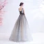 Sexy Silver Grey Evening Dresses  2020 A-Line / Princess Backless V-Neck Sleeveless Sequins Floor-Length / Long Formal Dresses