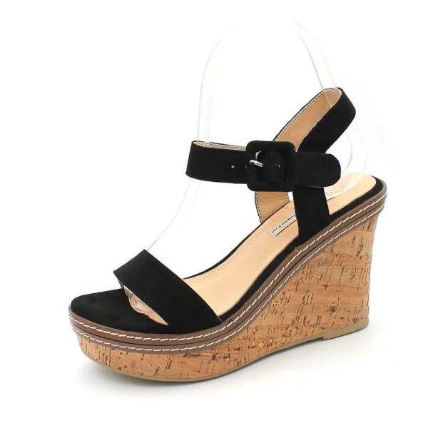 Chic / Beautiful Clover Green Street Wear Suede Womens Sandals 2020 9 cm Wedges Open / Peep Toe Sandals