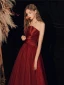 Chic / Belle Bordeaux Robe De Bal 2020 Princesse Bustier Sans Manches Dos Nu Longue Robe De Ceremonie