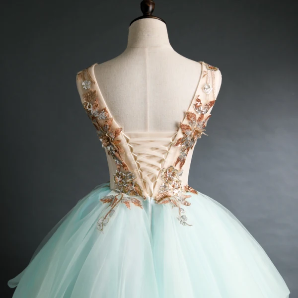 Elegant Mint Green Prom Dresses 2020 Ball Gown V-Neck Sequins Sleeveless Backless Floor-Length / Long Formal Dresses