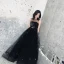 Chic / Belle Noire Robe De Soirée 2018 Princesse Dessin animé Encolure Dégagée Sans Manches Longue Robe De Ceremonie