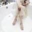 Mode Aprikos / Beige Casual Sandaler Dam 2020 Ankelband Rhinestone 5 cm Tjocka Klackar Peep Toe Sandaler