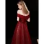 Charming Burgundy Prom Dresses 2021 A-Line / Princess Off-The-Shoulder Beading Rhinestone Sequins Sleeveless Backless Floor-Length / Long Prom Formal Dresses