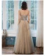 Élégant Champagne Robe De Soirée 2020 Princesse Encolure Carrée Perlage Paillettes Sans Manches Dos Nu Longue Robe De Ceremonie