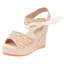 Schöne Schwarz Freizeit Sandalen Damen 2020 Pailletten Schleife 10 cm Keilabsatz Plateau Peeptoes Sandaletten
