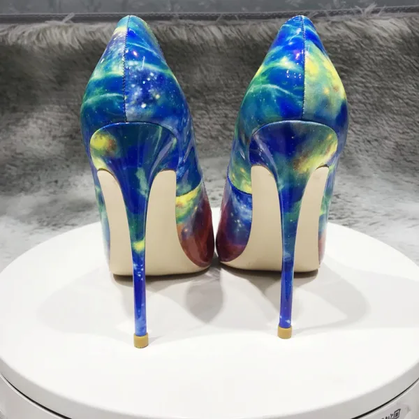 Fashion Starry Sky Multi-Colors Cocktail Party Pumps 2020 Patent Leather 12 cm Stiletto Heels Pointed Toe Pumps