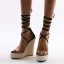 Chic / Belle Noire Désinvolte Sandales Femme 2020 Bride Cheville 15 cm Compensées Plateforme Peep Toes / Bout Ouvert Sandales
