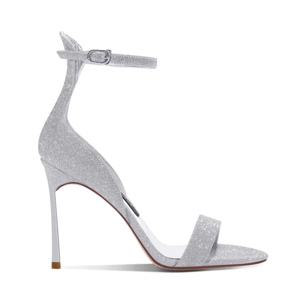 Sexy Sparkly Gold Evening Party Womens Sandals 2020 Leather Ankle Strap Sequins 10 cm Stiletto Heels Open / Peep Toe Sandals