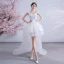 Charmant Haute Basse Blanche Asymétrique Robe De Mariée 2020 Princesse Encolure Carrée Perlage Perle Paillettes En Dentelle Fleur Sans Manches Dos Nu