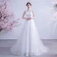 Élégant Ivoire Robe De Mariée 2020 Princesse Encolure Dégagée En Dentelle Fleur Sans Manches Tribunal Train