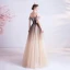Élégant Chocolat Dégradé De Couleur Robe De Bal 2020 Princesse De l'épaule Perlage Paillettes Manches Courtes Dos Nu Longue Robe De Ceremonie