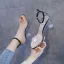 Sexy Transparent Noire Cocktail Sandales Femme 2020 Cuir Verni Bride Cheville 8 cm Talons Épais Peep Toes / Bout Ouvert Sandales