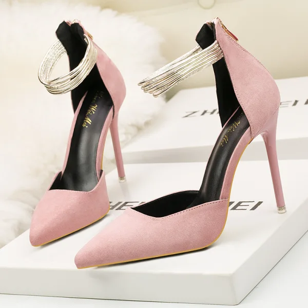 Charming Burgundy Suede Cocktail Party Womens Shoes 2020 9 cm Stiletto Heels Pointed Toe Sandals
