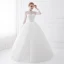 Chic / Beautiful White Wedding Dresses 2018 Ball Gown Lace High Neck 3/4 Sleeve Floor-Length / Long Wedding