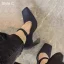 Vintage Rose Rot Freizeit Wildleder Sandalen Damen 2021 9 cm Thick Heels Quadratische Zehe Sandaletten Hochhackige
